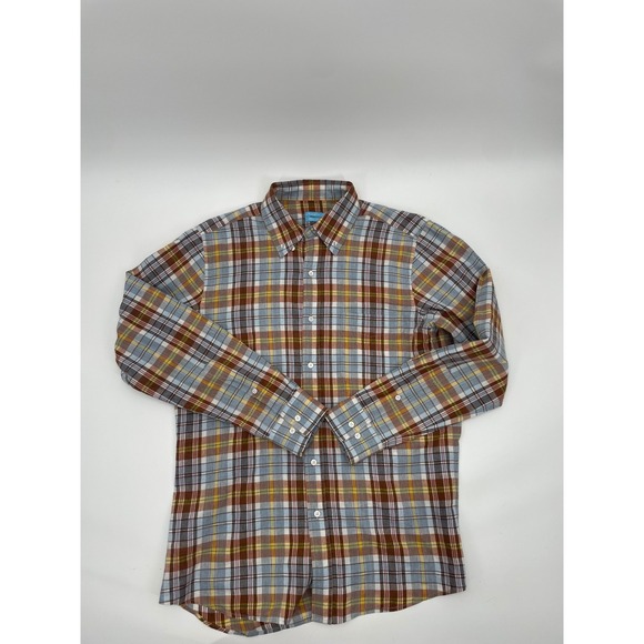 J McLaughlin Men's Trim Fit Plaid Button Down Shirt Size Medium - Picture 6 of 10